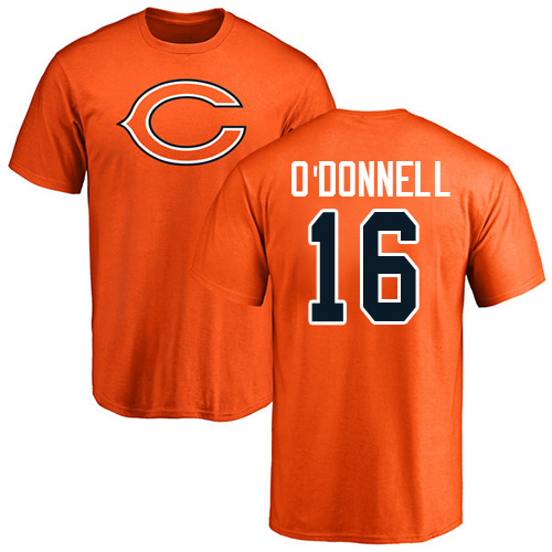 Chicago Bears Men Orange Pat O Donnell Name and Number Logo NFL Football 16 T Shirt